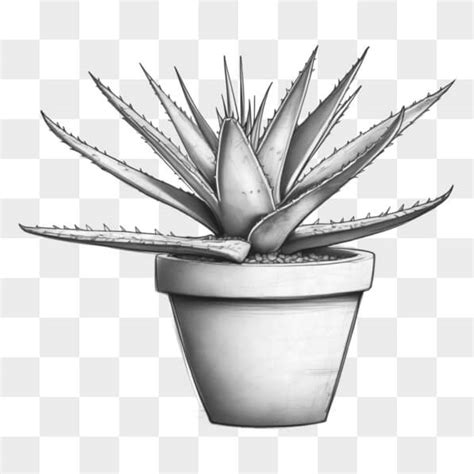 Descarga Dibujo De Planta De Aloe Vera En Blanco Y Negro Sketches En