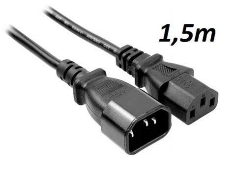 Kabel Przedłużacz zasilający 230V PC C13 C14 1 5m Sklep Opinie Cena