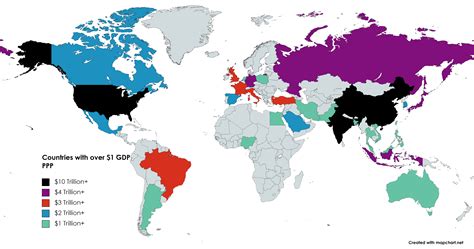 Countries with GDP PPP Above $1 Trillion : r/MapPorn