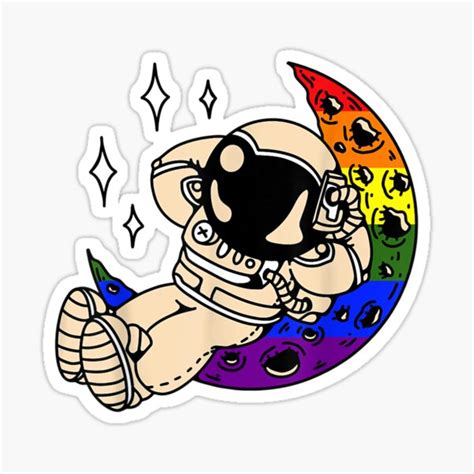 Gay Pride Astronaut LGBT Q Space Man Moon Pride Rainbow Flag Sticker For Sale By SonigwKusu
