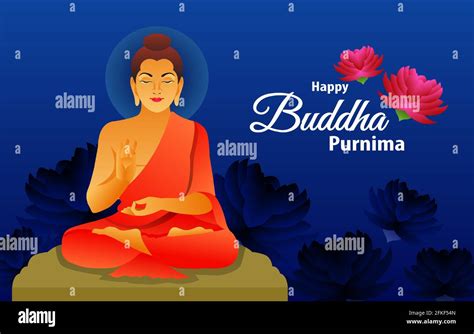 Feliz Buda Purnima Saludo Con Tipograf A Ilustraci N Tranquila Con