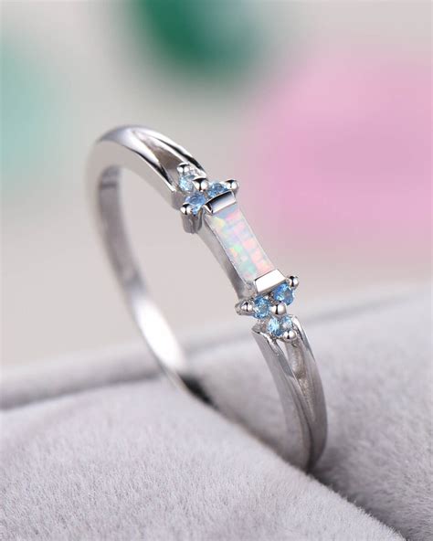 Opal And Aquamarine Ring 925 Sterling Silver Ring Wedding Ring Etsy