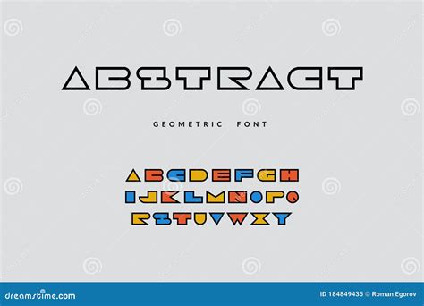 Minimal Font Abstract Geometric Alphabet With Funny Colored Letters