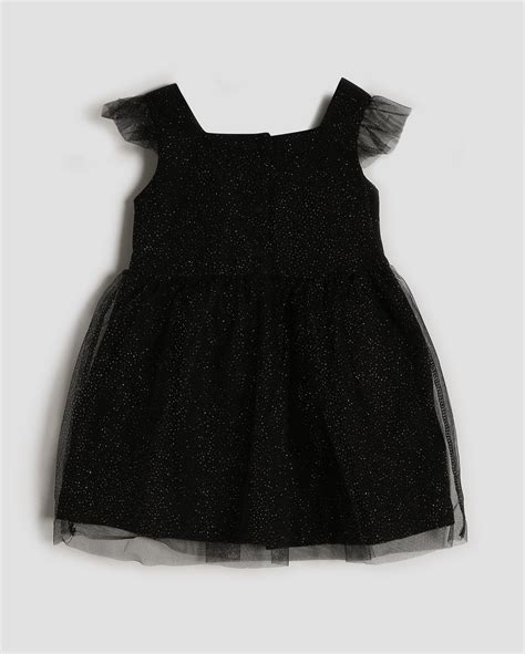 Riachuelo Vestido Infantil Curto De Tule Glitter A Preto