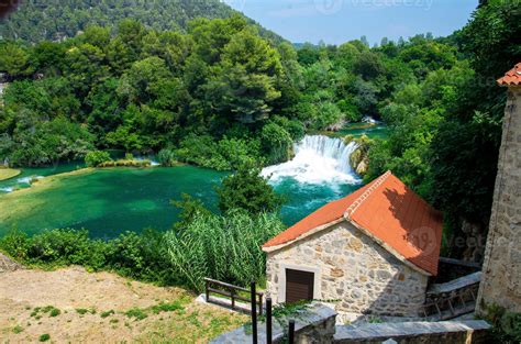 Waterfalls And Stone Mill Krka National Park Dalmatia Croatia