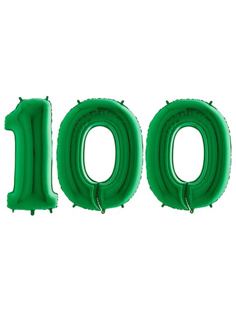 Green 100th Birthday Large Number Balloons On Weights