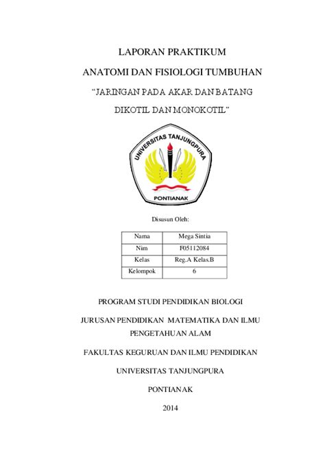 (DOC) Laporan Jaringan Akar dan Batang Dikotil dan Monokotil