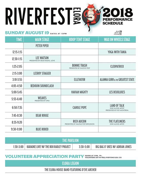 Riverfest Elora On Twitter Schedule Is Out Get Picking Who You Are