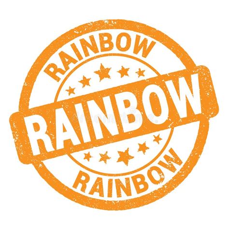 Rainbow Text Written On Orange Round Stamp Sign Stock Illustration