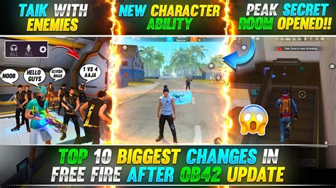 TOP 10 BIGGEST CHANGES IN FREE FIRE AFTER OB42 UPDATE FREE FIRE NEW