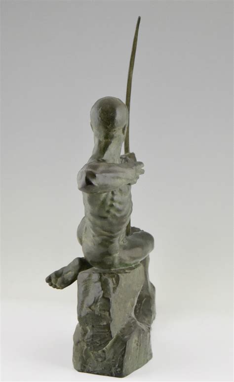 Art Deco Bronze Sculpture Male Nude Archer Hercules Deconamic