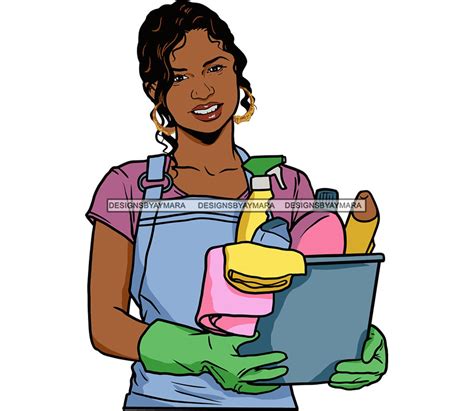 Cleaning Service Afro Woman Housekeeper Housekeeping Maid Etsy