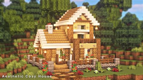 Minecraft How To Build A Cozy Aesthetic House Tutorial Youtube