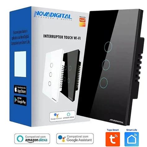 Interruptor Touch Wi Fi Lite 3 Botões Preto Novadigital Shopee Brasil