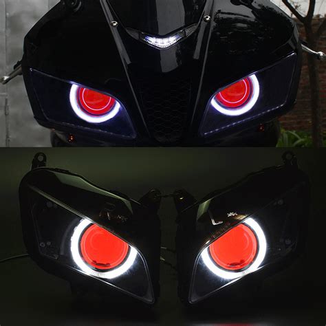 Red Demon White Angel Eye Projector Assembly Headlight For Honda