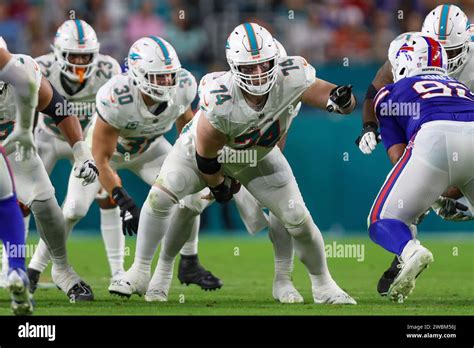 Miami Dolphins Offensive Tackle Liam Eichenberg 74 In Action During