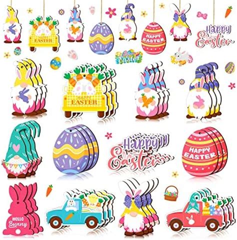 Amazon Yalikop Pieces Happy Easter Wooden Ornaments For Tree