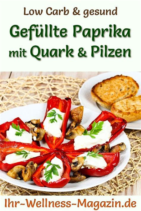 Gefüllte Low Carb Paprika mit Quark und Pilzen gesundes