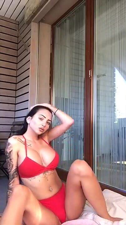 Celine Centino Red Bikinig Dildo Masturbation During Sun Tanning