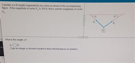 Solved Consider A W N Weight Suspended By Two Wires As Shown Chegg