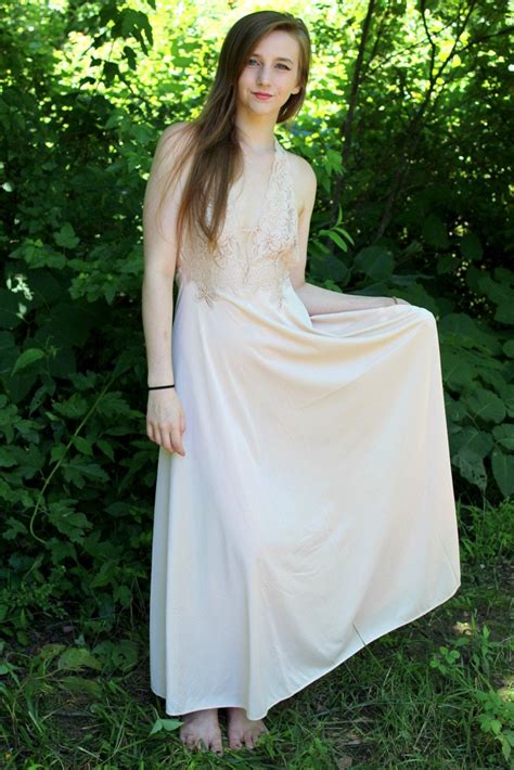 Vintage 60s GLYDONS Nude Open Lace Bodice Nylon Retro Dress Night Maxi Gown S M Etsy Australia