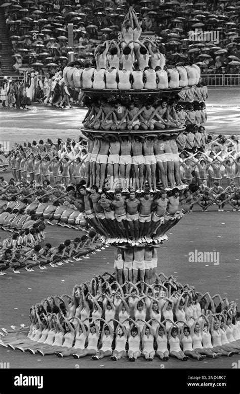 Soviet Dancers And Gymnasts Tower High Over The Field Of Moscows Lenin