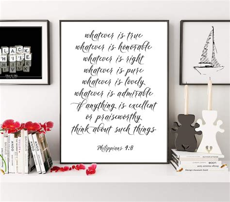 Whatever Is True Noble Right Philippians Bible Verse Etsy