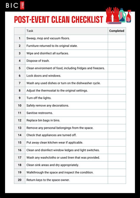 A Guide To Pre And Post Event Cleaning Your Free Checklist Bic Plc