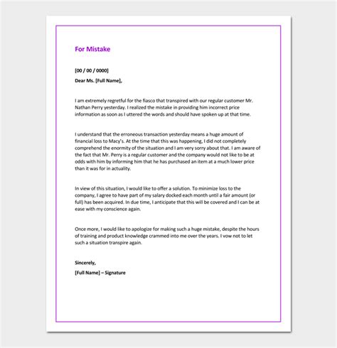 Apology Letter For Mistake 5 Samples Examples And Formats