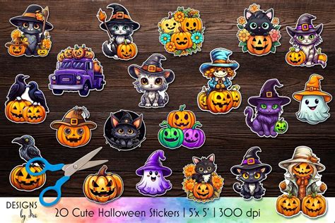 Halloween Stickers Bundle Kawaii Halloween Stickers PNG Printable ...