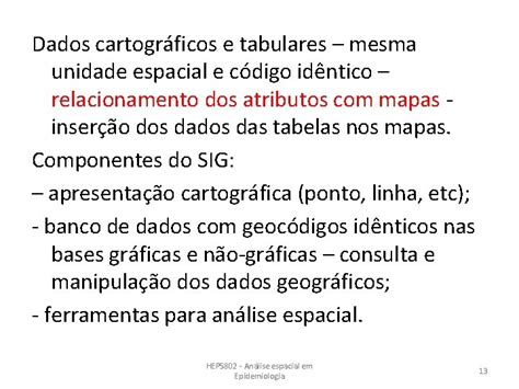 Anlise Espacial Aula 1 INTRODUO AO GEOPROCESSAMENTO EPIDEMIOLOGIA