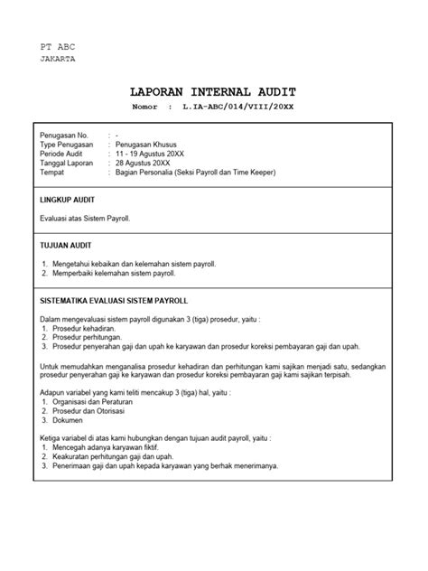 15 16 Contoh Laporan Internal Audit 1 Pdf