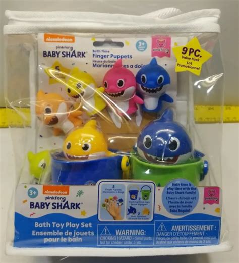 NICKELODEON PINKFONG BABY SHARK 9 Pc Bath Toy Play Set NEW Finger