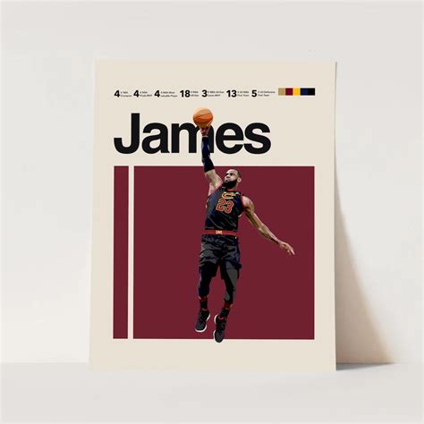 Lebron James Poster, Cleveland Cavaliers Art Print 11x14 Minimalist ...