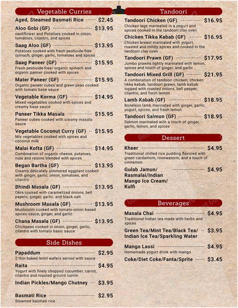 Menu at New Kathmandu Kitchen restaurant, Sacramento