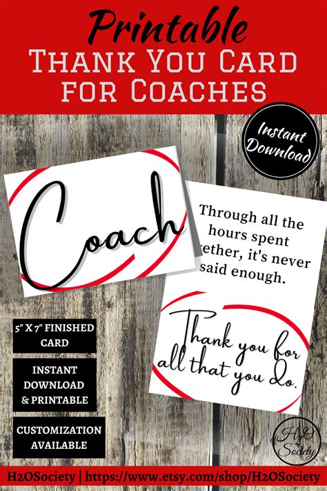 Free Printable Coach Thank You Cards