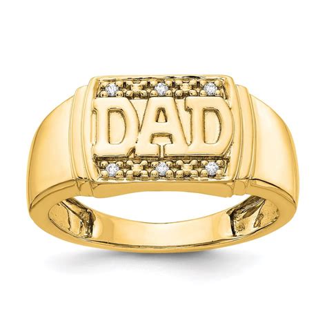 Aa Jewels Solid 14k Yellow Gold Dad Ring Band With Cz Cubic Zirconia