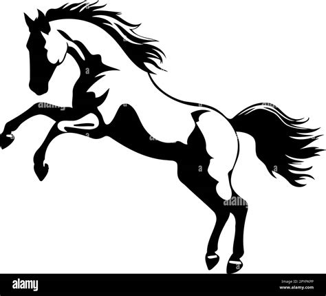 Animal Horse Rearing Black And White Silhouette Minimalist Vector