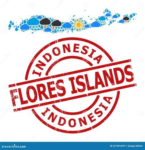 Mappa Del Collage Climatico Dell Indonesia Flores E Foca Testurizzata