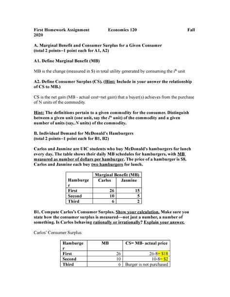 Econ 120 HW 1 One Of The Three Hw Assignments First Homework