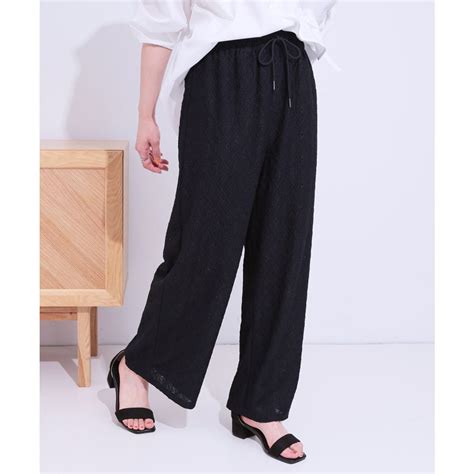 キューティーブロンド Cutie Blonde 幾何学レース調 イージーパンツ ブラック 019 ファッション通販 MAGASEEK マガシーク