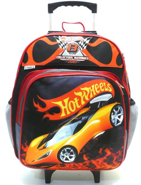 Mochila Escolar Hot Wheels Veloz Rodinhas Tam G Meninos F4 Parcelamento Sem Juros