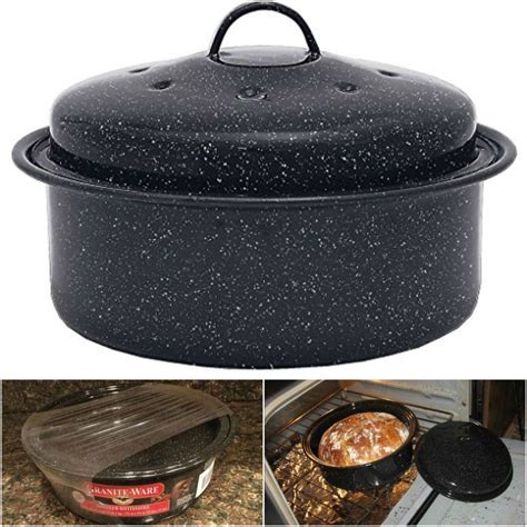 Turkey Cookware Granite Ware Oven Roasting Cooking Oval Roaster Pan