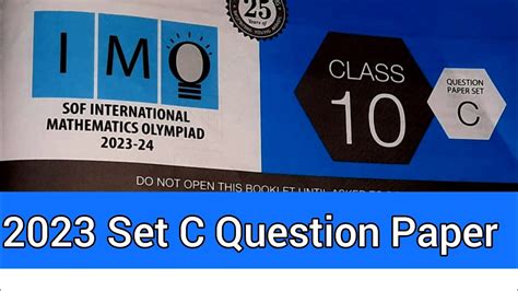 Imo Class 10 2023 Set C Question Paper Youtube