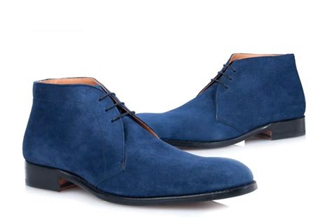 Handmade suede leather boots, men leather chukka boots, royal blue ...