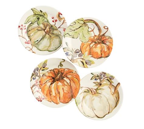 Harvest Pumpkin Salad Plates Set Of 4 Pottery Barn