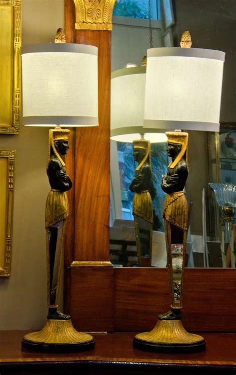 Pair Of Forties Egyptian Revival Lamps At 1stdibs