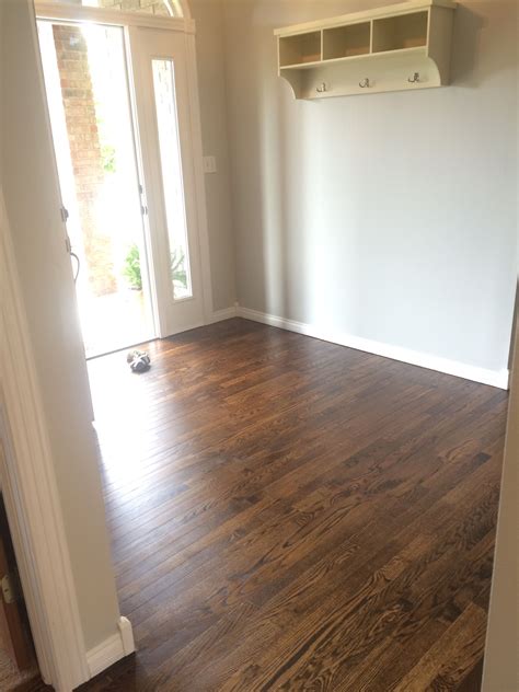 Minwax Dark Walnut Stain On Red Oak Flooring