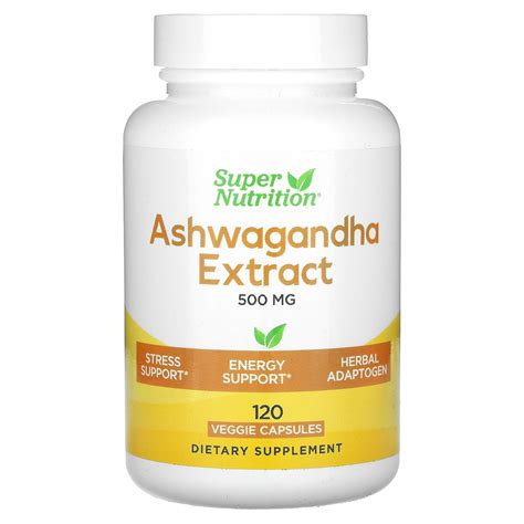 Super Nutrition Ashwagandha 500 Mg 120 Veggie Capsules