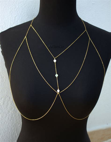 Bra Chain Gold Bralette Chain Bra Top Disc Body Chain Etsy